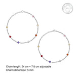 Oxidised Silver Multi Tone Gemstone Anklet