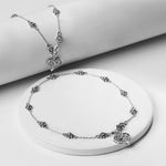 Oxidised Silver Floral Heart Anklet