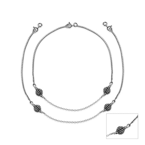 Oxidized Silver Ball Anklet