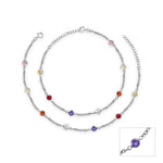 Oxidised Silver Multi Tone Gemstone Anklet
