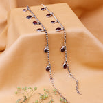 Oxidised Silver Purple Charm Anklet
