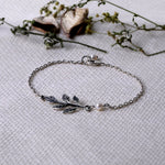 Oxidised Silver Leaf Bracelet