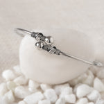 Oxidised Silver Bead Bangle Bracelet