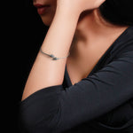 Oxidised Silver Flower Bud Bangle Bracelet