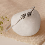 Oxidised Silver Flower Bud Bangle Bracelet