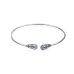 Oxidised Silver Minimal Aqua Bracelet