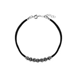 Oxidised Silver Black Threaded Tribal Bracelet