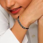 Oxidised Silver Black Threaded Tribal Bracelet
