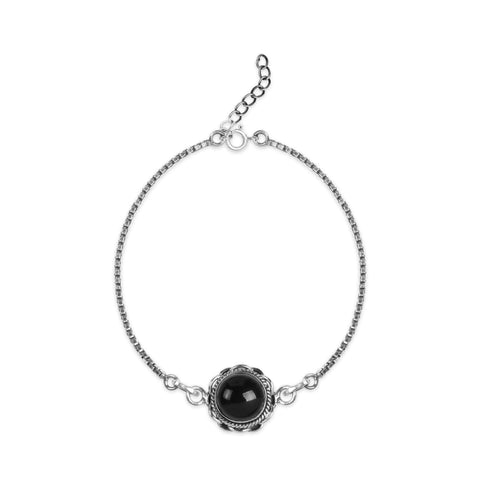 Oxidised Silver Black Boho Bracelet