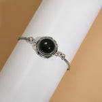 Oxidised Silver Black Boho Bracelet