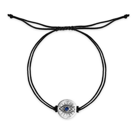 OXIDIZED SILVER EVIL EYE BRACELET