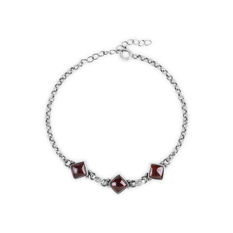 Oxidized Silver Red Studded Bracelet