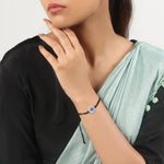 OXIDIZED SILVER EVIL EYE BRACELET
