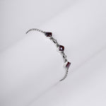 Oxidized Silver Red Studded Bracelet