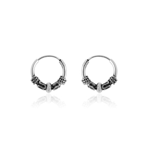 Oxidised Silver Ethnic Baali (Hoops) For Him