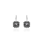 Oxidized Silver Pearl Stone Danglers