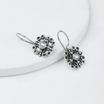 Oxidized Silver Pearl Stone Danglers