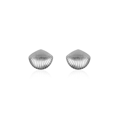 Oxidised Silver Bold Seashell Studs