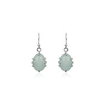 Oxidised Silver Ice Blue Oval Earrings