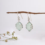 Oxidised Silver Ice Blue Oval Earrings