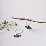 Oxidised Silver Eye Hoops