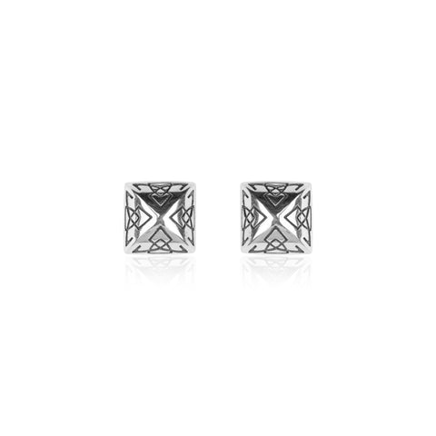 Oxidised Silver Pyramid Studs