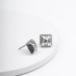 Oxidised Silver Pyramid Studs