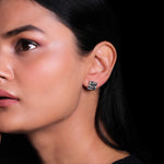 Oxidised Silver Square Weave Earrings