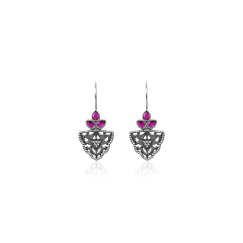 Oxidised Silver Embellished Drop Earrings