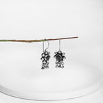 Oxidised Silver Floral Studded Drop Earrings