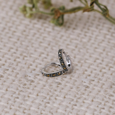 Oxidised Silver Mini Hoop Earrings