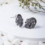 Oxidised Silver Palm Leaf Earrings