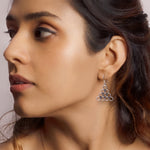 Oxidised Silver Triangle Loop Earrings