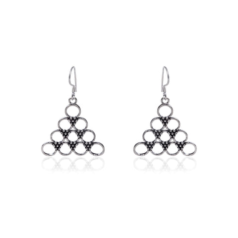 Oxidised Silver Triangle Loop Earrings