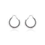 Oxidised Silver Tribal Hoop Earrings