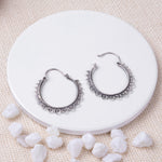Oxidised Silver Tribal Hoop Earrings