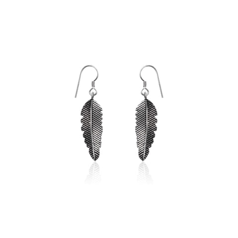 Silver Leaf Drop Earrings