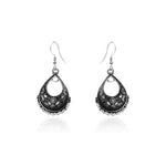 Oxidised Silver Tribal Drop Earrings