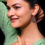 Oxidised Silver Tribal Drop Earrings