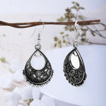 Oxidised Silver Tribal Drop Earrings