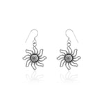 Oxidised Silver Sun Earrings