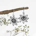 Oxidised Silver Sun Earrings