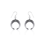 Oxidised Silver Crescent Earrings