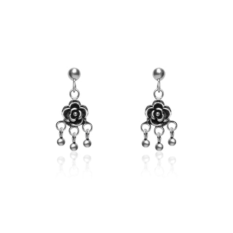 Oxidised Tiny Rose Jhumki