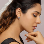 Oxidised Bead Triangle Studs
