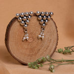 Oxidised Bead Triangle Studs