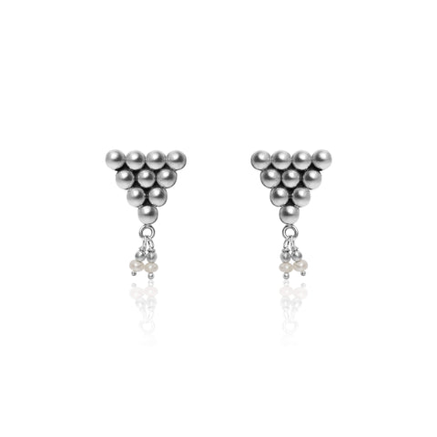Oxidised Bead Triangle Studs