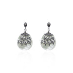 Oxidised Silver White Grace Earring