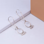 Oxidised Silver Pearl Hoop Drop Earrings