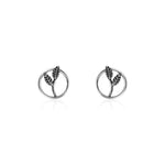 Oxidised Silver Sphere Leaf Studs